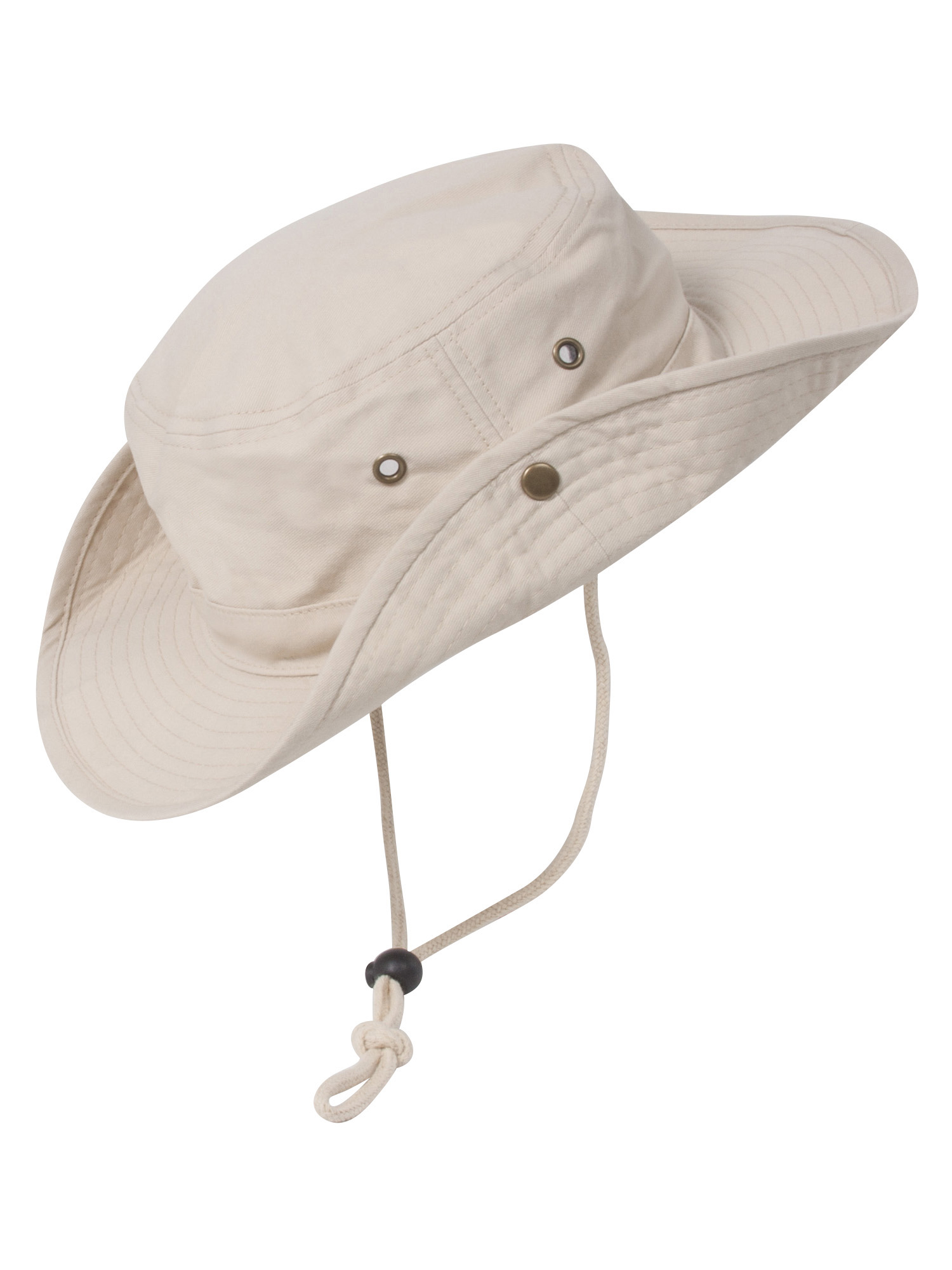 MG Men's Brushed Cotton Twill Aussie Side Snap Chin Cord Hat Natural